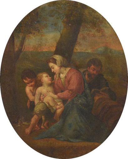 null Ecole PROVENCALE vers 1650

La sainte Famille avec le jeune saint Jean Baptiste

Toile...