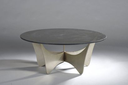 null TRAVAIL FRANÇAIS 1970

Table base à piètement en acier à cinq lames ondulé,...