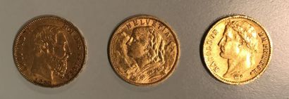 null 3 pièces de 20 frs or :

- 20 frs Napoléon tête laurée 1812

- 20 frs Suisse...