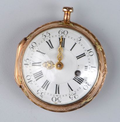 Une montre de gousset en or polychrome (18K,...