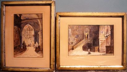 null René Joseph GARREZ (1802-1852)	

	La prière

	2 aquarelles signées, l'une datée...