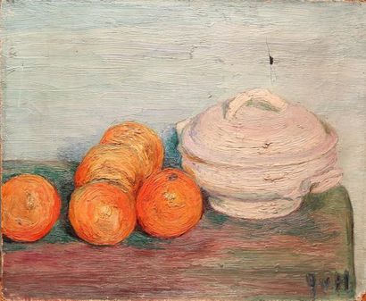 null Ensemble de 4 tableaux et une peinture sur soie dont vue de Montmartre, paysage...