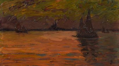 null Paul JAMOT (1863-1939)

Vue de Venise

Huile sur toile marouflée sur panneau,...