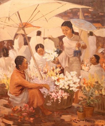 null Georges RAZANA MANIRAKA (XIX-XX)

Marché aux fleurs

Huile sur toile signée...