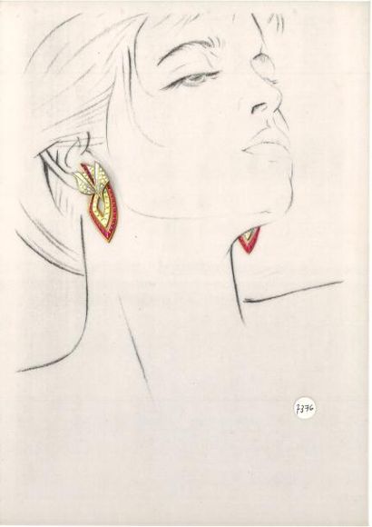 null Jean CLOSSET (1935-2013) 

Suite de cinq projets de bijoux à la gouache sur...