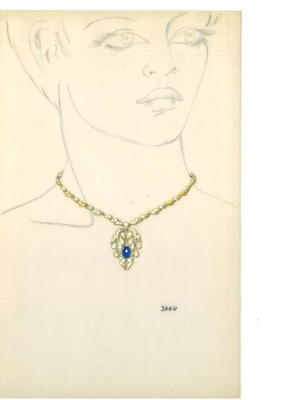 null Jean CLOSSET (1935-2013) 

Suite de cinq projets de bijoux à la gouache sur...