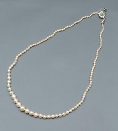 Un collier composé d'un rang de perles de...