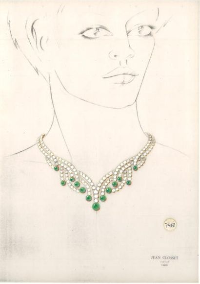 null Jean CLOSSET (1935-2013) 

Suite de cinq projets de bijoux à la gouache sur...