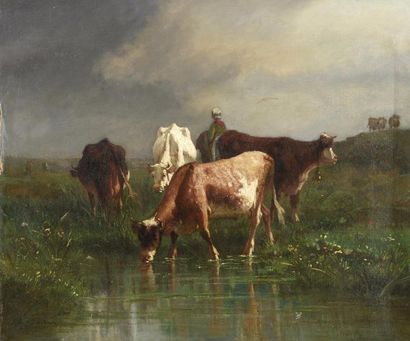 null André CORTÉS (né en 1866)


Vaches à l’étang 


Huile sur toile.


Signée en...