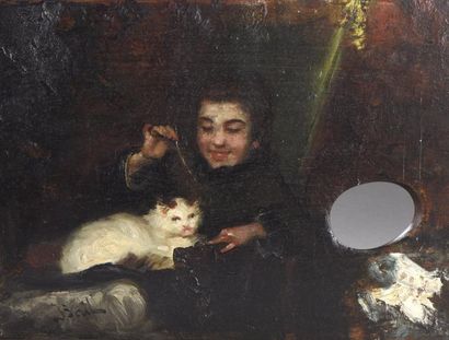 null Antoine Jean BAIL (1830 - 1918)


Fille et chat


Huile sur palette de peintre,...