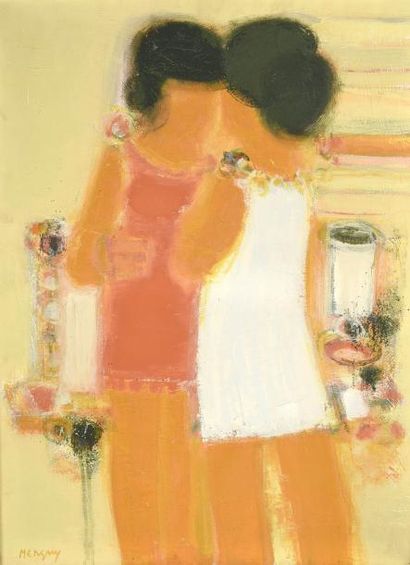 null Frédéric MENGUY (1927-2007)	


	Deux jeunes femmes


	Huile sur toile signée...