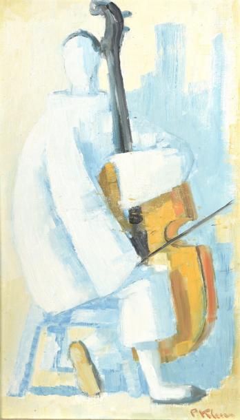 null Paul KLEIN (1909-1994)	


	Le violoncelliste


	Huile sur panneau signée en...