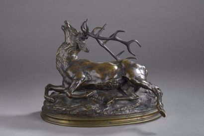 null Louis VIDAL AVEUGLE (1831-1892)


Le cerf blessé 


Bronze à patine brune nuancée.


H....