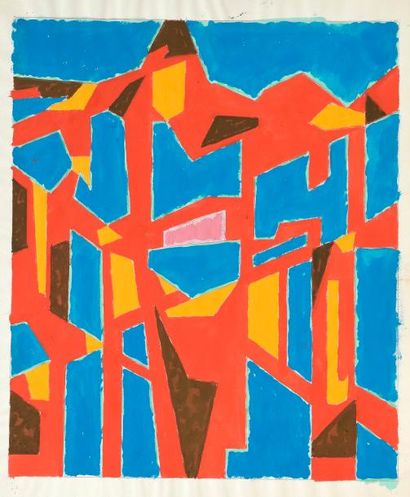 null Jean LEGROS (1917-1981) 

La cheminée, 1957

Gouache sur papier titrée au dos....