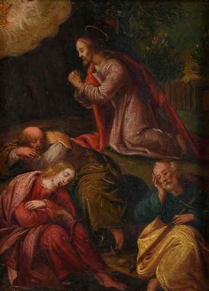 null Ecole FLAMANDE vers 1630

Jésus au Mont des Oliviers 

Cuivre

16 x 13 cm