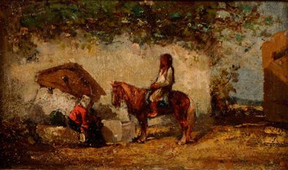 null Charles de TOURNEMINE

(Toulon 1812 – 1872)

Cavalier abreuvant son cheval

Panneau

10...