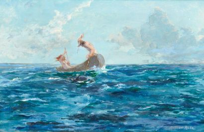null Edward Matthew HALE (1852-1924), Ecole symboliste

Pêcheurs 

Huile sur toile,...
