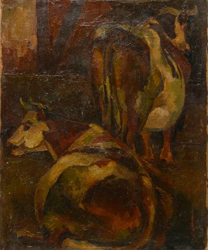 null Eugène CORNEAU (1894-1976)

Les deux vaches 

Huile sur toile, signée et datée...