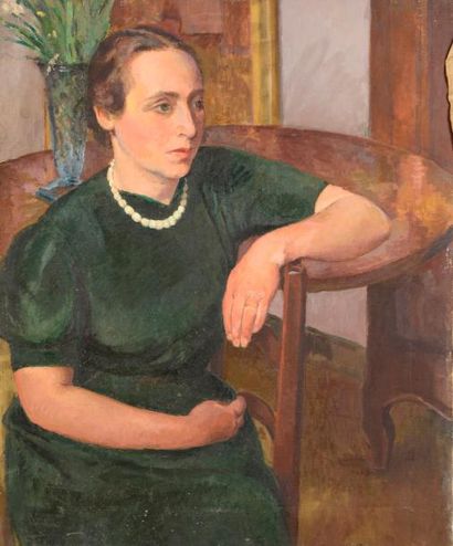 Eugène CORNEAU (1894-1976) Femme à la robe...
