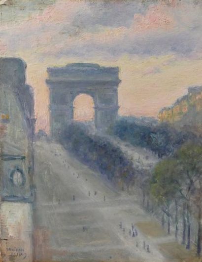 null François DE HERAIN (1877-1962)

L'Arc de Triomphe à Paris

Huile sur panneau,...