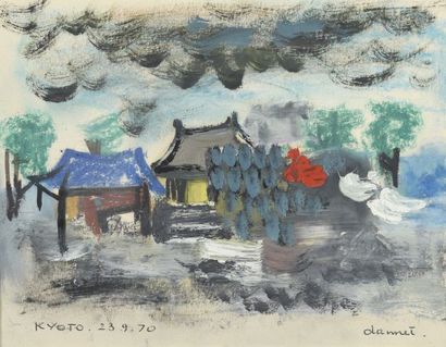 null Jean DANNET (1912-1997)
Vue de Kyoto
Gouache signée, située et datée 23.9.70
17,5...