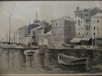 null A. GUILLOT
Port de Saint Tropez
Lavis d'encre signé en bas à droite
37,5 x 53...