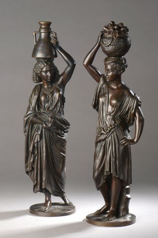 Charles Cumberworth (1811-1852)
Deux nubiennes
Bronze...