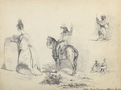 null Attribué à Emile ROUSSEAUX (1831-1874)	
	Paysages d’Italie et études de paysages
	Trois...