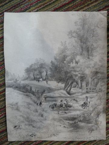 null Eugène VIOLLET-LE-DUC (1814-1879)
Personnages et animaux en forêt
Crayon sur...