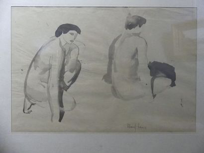 null Marcel LENOIR (1872-1931)
Etude de nus féminins, l'un accroupi l'autre assis
Lavis...