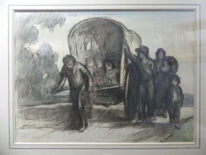 null Charles JODELET (1883-1969)
Sur la route - 1928
Fusain et aquarelle signé et...