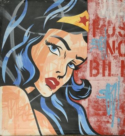 null SEEN (1961)
Wonder Woman
Aérosol sur toile, signée et datée 2016 au dos.
110...
