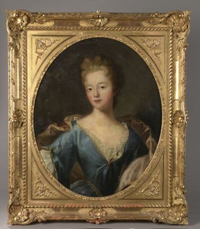 null École FRANCAISE vers 1750
Portrait de jeune femme à la robe bleue
Toile à surface...