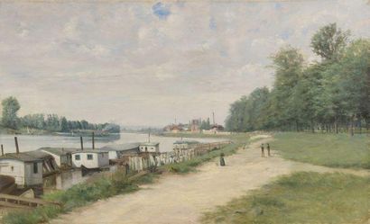 null Fréderic GRASSET (1848-1911)
Bord de rivière (Seine ?) avec lavoir
Huile sur...