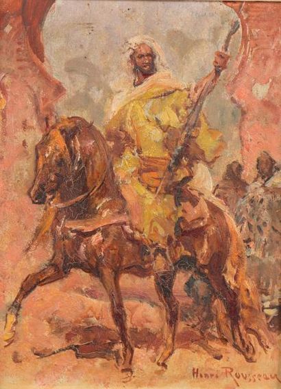 null Henri ROUSSEAU (1875-1933)
Cavalier arabe
Huile sur panneau, signée en bas à...