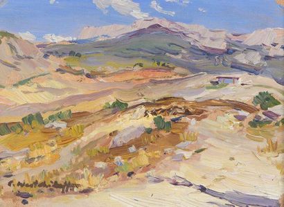 null Konstantin WESCHTSCHILOFF (1877-1945)
Paysage de montagne
Huile sur panneau,...