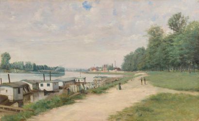 Fréderic GRASSET (1848-1911) Bord de rivière...