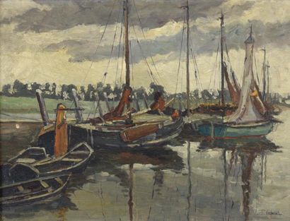 null Firmin VERHEVICK (1874-1962)
Port de pêche
Huile sur panneau, signée en bas...