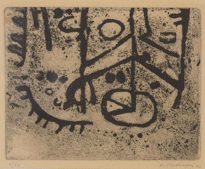 null Ahmed CHERKAOUI (1934-1967)
Sans titre, 1966
Aquarelle et encre sur papier calque...