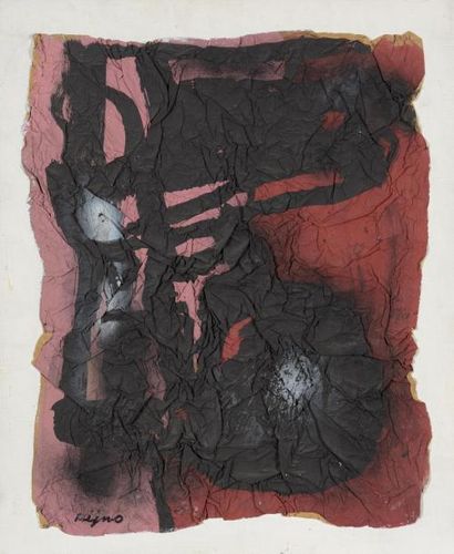 null Ladislas KIJNO (1921-2012) 
COMPOSITION, 1984
Acrylique sur papier froissé marouflé...