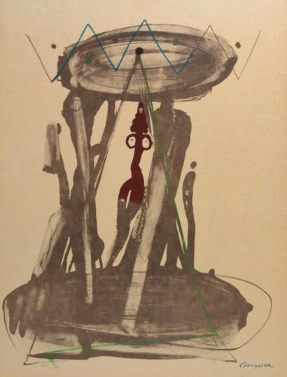 null Lot de 12 estampes comprenant :
- Joseph LACASSE (1894-1975)
SANS TITRE
Lithographie...