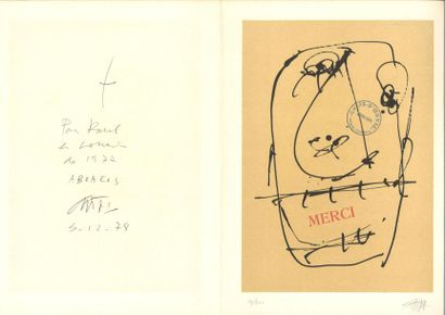 null Antonio SAURA (1930-1998)
Merci
Estampe signée et numérotée 64/300.
30,5 x 22...