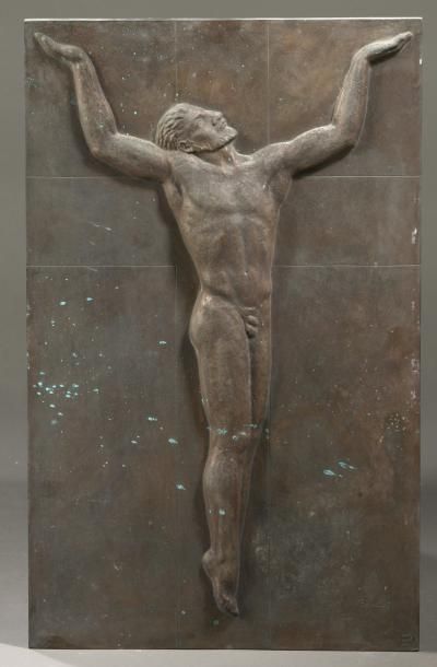 PIERRE BOURET (1897-1972) ÉLEVATION, 1947
Relief en bronze à patine brun nuancé
Fonte...