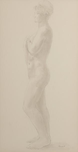 PIERRE BOURET (1897-1972) NU FEMININ DEBOUT DE PROFIL
Dessin à la plume et lavis
Signé...