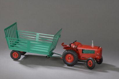 null CIJ 1958/1960 : Tracteur RENAULT R 3040, rouge orangé, moteur électrique, remorque...