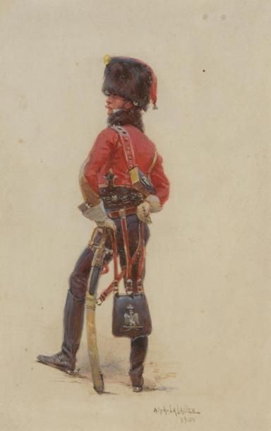 null Alphonse LALAUZE (1872-1936)
Le Hussard
Aquarelle et gouache.
Signée et datée...