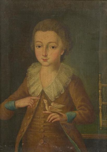 null École FRANCAISE vers 1760
Le petit prince et l’oiseau
Toile.
57,5 x 43 cm