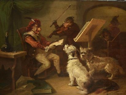 null Zacharie NOTERMAN (Gand 1820-Paris 1890)
Les singes dresseurs de chiens
Panneau.
Signé...