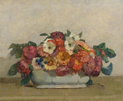 null Pierre PRUNIER (1875- ?)
Jardinière de fleurs
Huile sur toile.
Signée en bas...