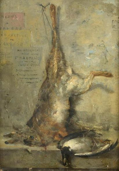 null Eugène CAUCHOIS (1850-1911)
Nature morte de chasse
Huile sur panneau d’acajou.
Signée...